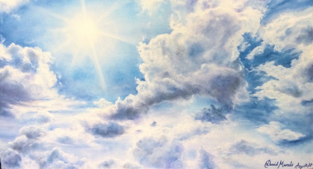 Pintura de David Marcelo de un cielo azul