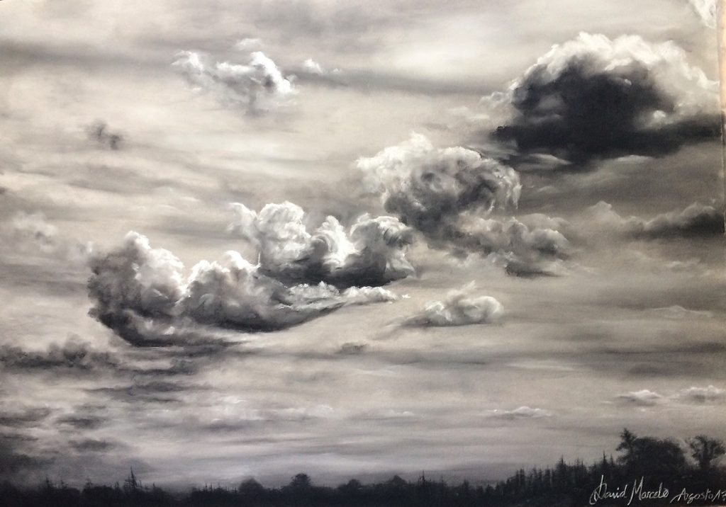 Pintura de David Marcelo de un cielo gris