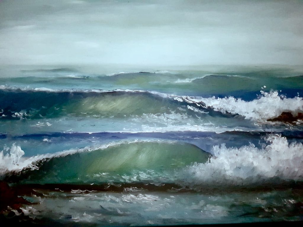 Pintura de David Marcelo de un mar
