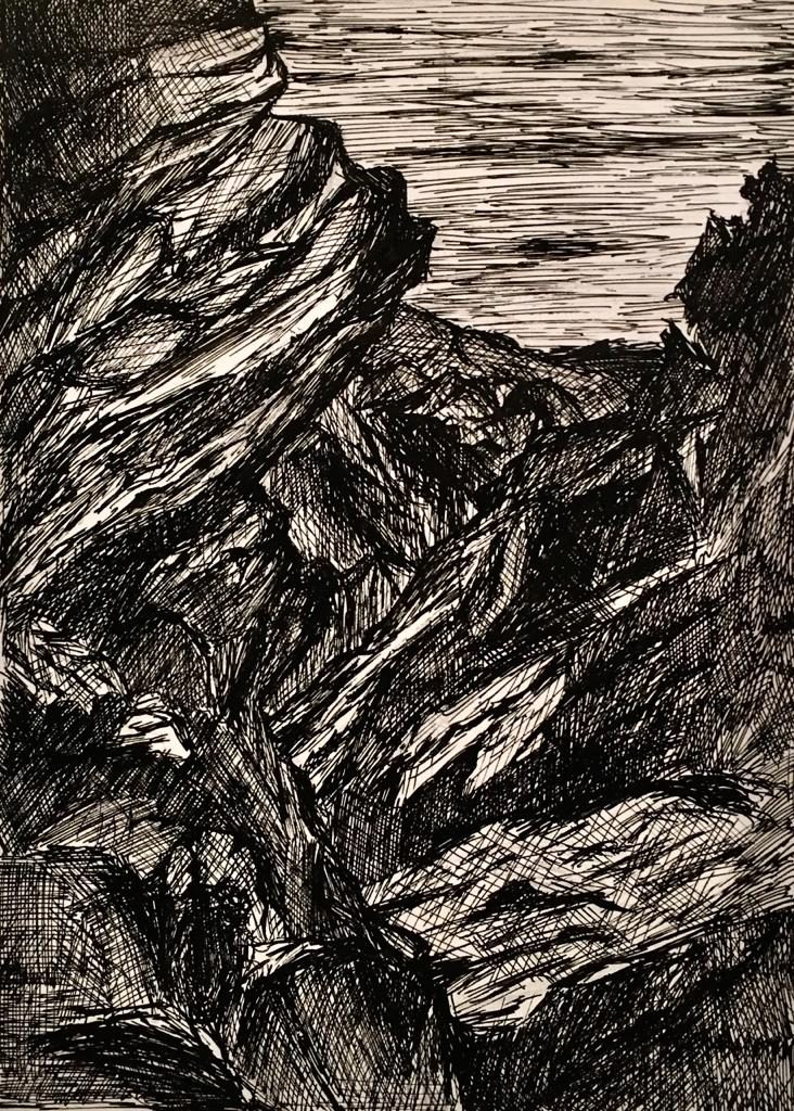 Dibujo a tinta de David Marcelo de Rocas